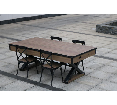 Комплект 2 в 1 «Superior» — аэрохоккей обеденный 7 ф + 4 стула «Pride» (221 x 120 x 82 см, мореный дуб, стулья беленый дуб, столешница, аксессуары)